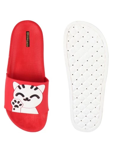 Stylestry Women Red Printed Sliders