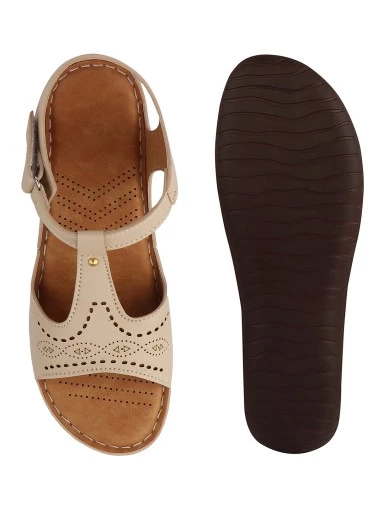Stylestry Women's & Girl's Cream Ortho Care Dr Orthopaedic Super Comfort Fit Cushion Sandals