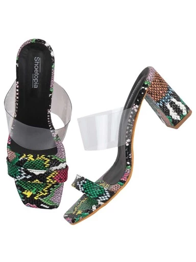 Stylestry Womens & Girls Black Animal Print Block Heels