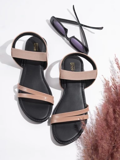 Stylestry Womens & Girls Peach-Coloured Open Toe Flats