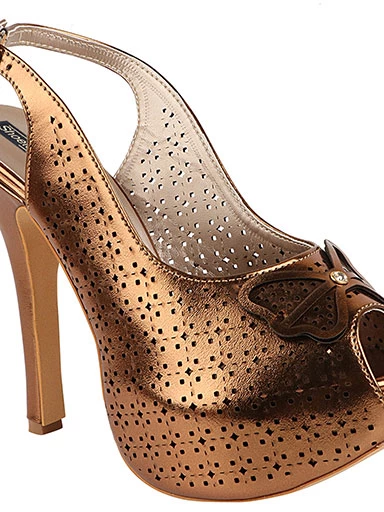 Stylestry Women's & Girl's Copper Slim Heeled Peep Toes with Bows