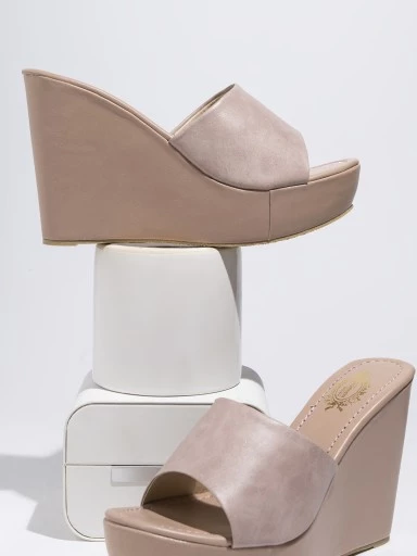 Stylestry Women's & Girl's Pink Peep Toe Solid Wedges