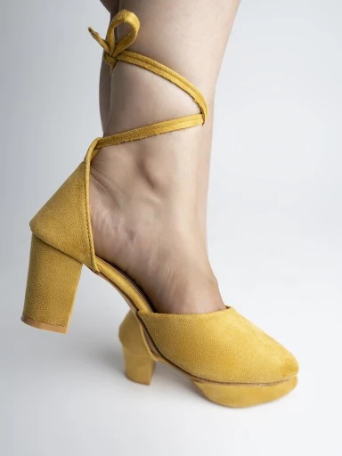 Stylestry Womens & Girls Yellow Solid Pumps Block Heels Sandals