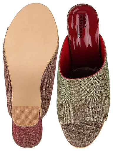 Stylestry Women's & Girl's Copper Woven Design Peep Toe Block Heels