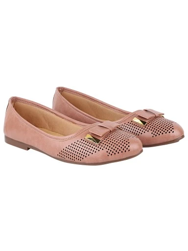 Stylestry Women Peach-Coloured Ballerinas with Bows Flats