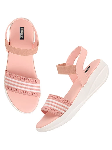 Stylestry Womens & Girls Pink Woven Design Flatforms