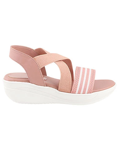 Stylestry Women's & Girl's Pink Striped Wedges Heels Sandals