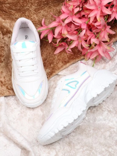 Stylestry Women White Mesh Walking Shoes