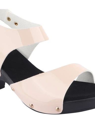 Stylestry Womens & Girls Pink Backstrap Solid Block Heels Sandals