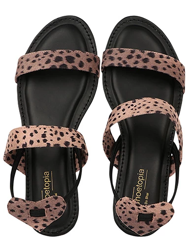 Stylestry Womens & Girls Peach Printed Open Toe Flats