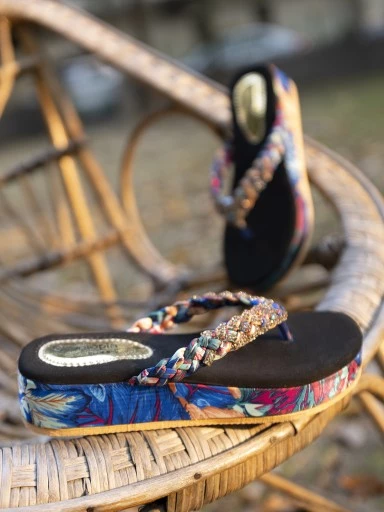 Stylestry Womens & Girls Multicoloured Embellished Flatforms Heels