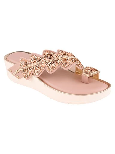 Stylestry Women's & Girl's Copper Toned Embellished Platform Wedges