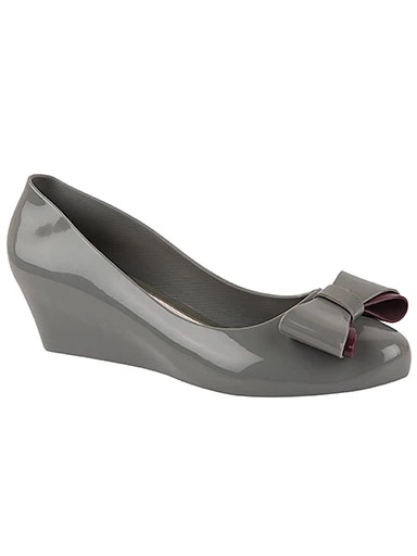 Stylestry Women's & Girl's Grey Wedge Pumps with Bows