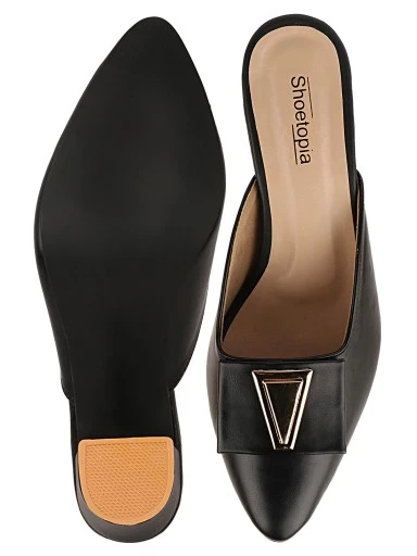 Stylestry Womens & Girls Black Solid Block Mules