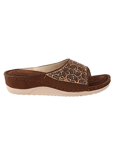 Stylestry Women's & Girl's Brown Embellished Sandals