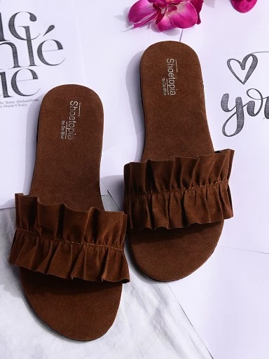 Stylestry Womens & Girls Brown Solid Open Toe Flats