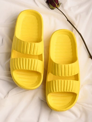Stylestry Women Yellow Solid Sliders