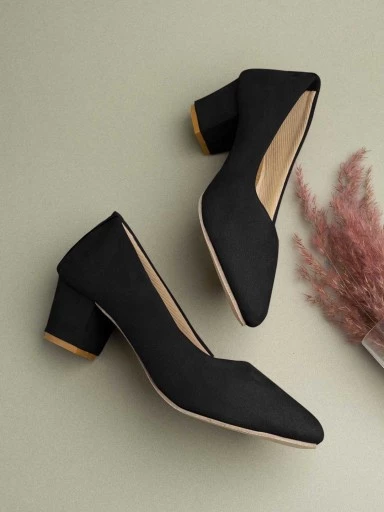 Stylestry Women's & Girl's Black Suede Block Pumps