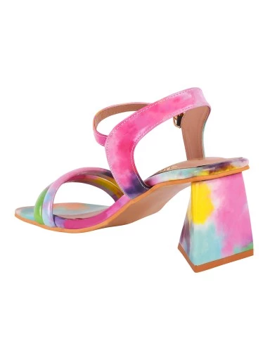 Stylestry Women & Girls Pink Printed Block Heels