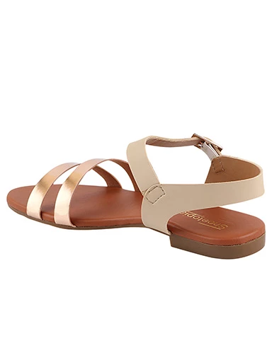 Stylestry Womens & Girls Gold-Toned Open Toe Flats