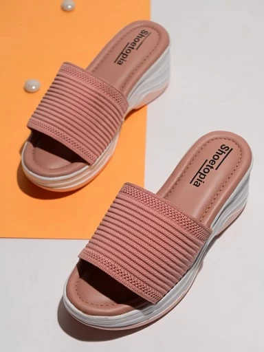 Stylestry Women's & Girl's Pink Embellished Wedge Heels