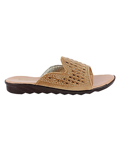 Stylestry Womens & Girls Gold Embellished Flats