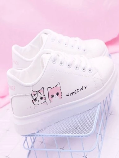 Stylestry Womens & Girls White Lace Up Trending Casual Sneakers