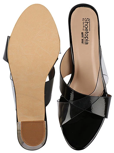 Stylestry Womens & Girls Black Transparent Colourblocked Heels
