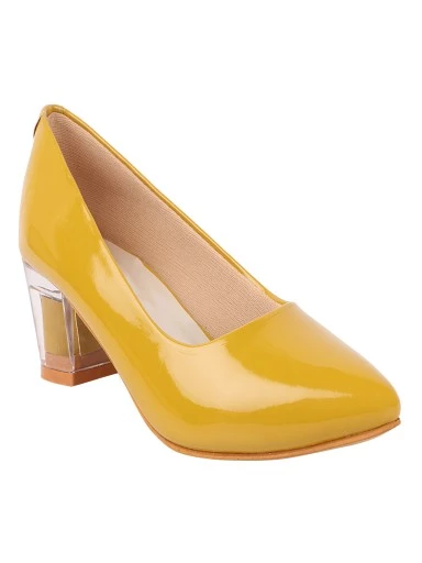 Stylestry Yellow Block Pumps