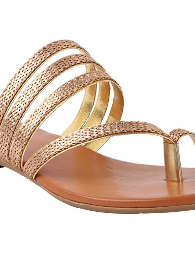 Stylestry Women Ethnic Golden Flats
