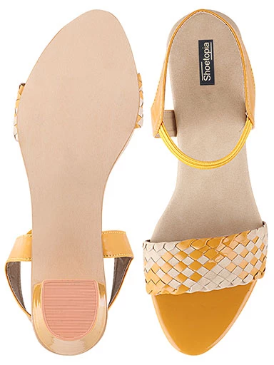 Stylestry Women's & Girl's Yellow Pointed Toe Block Heeled Sandals