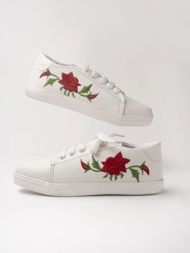 Stylestry Womens & Girls White Lace Up Casual Sneakers