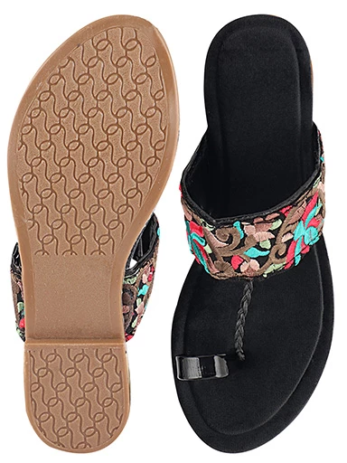 Stylestry Womens & Girls Black Woven Design One Toe Flats