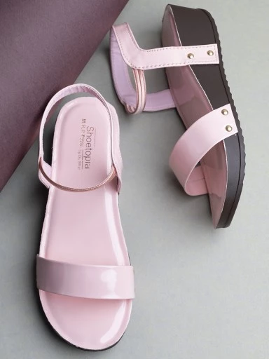 Stylestry Womens & Girls Pink Solid Sandals
