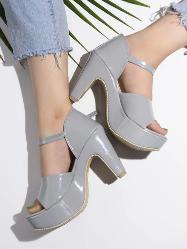 Stylestry Womens & Girls Grey Solid Heels