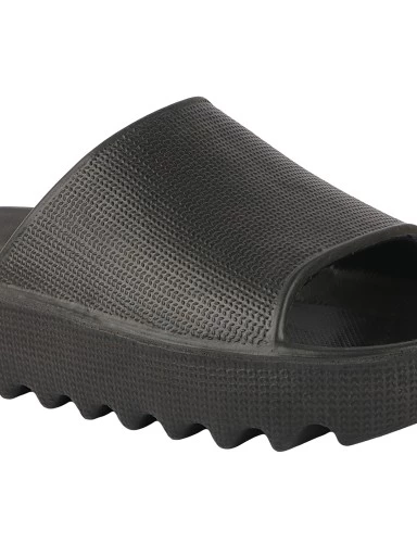 Stylestry Women Black Rubber Sliders