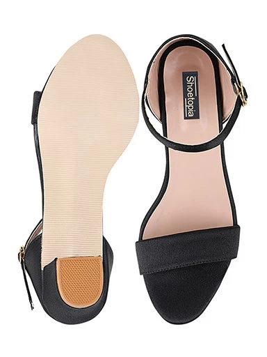 Stylestry Womens & Girls Black Block Heels Solid Sandals