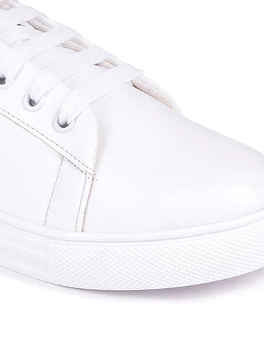 Stylestry Womens & Girls Lace-Up White Sneakers