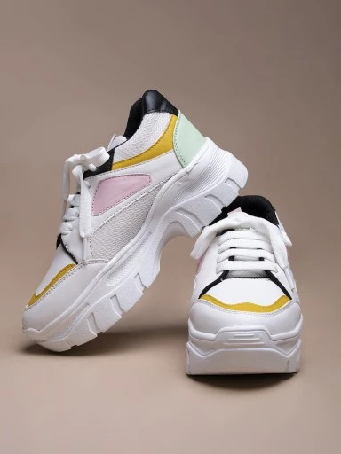 Stylestry Women White Mesh Walking Shoes