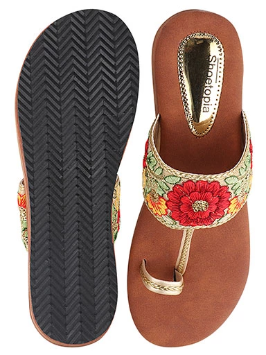 Stylestry Women's & Girl's Red Woven Design Flatform Heels Sandals