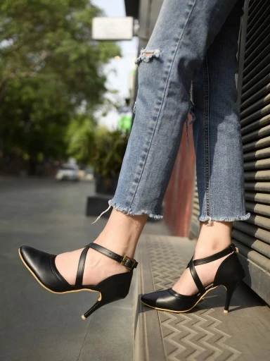 Stylestry Womens & Girls Black Stilettos Heels Solid Pumps