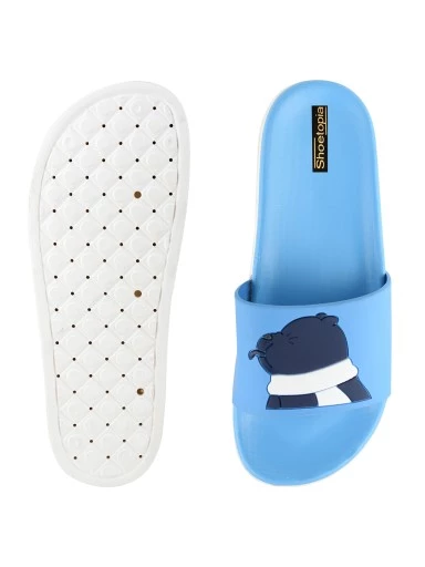 Stylestry Women Blue Printed Sliders
