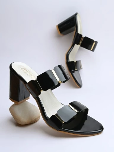 Stylestry Womens & Girls Black Solid Heels