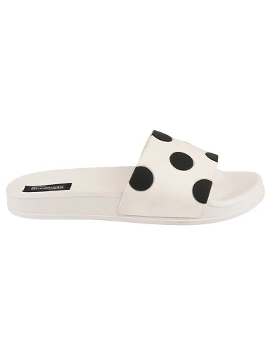 Stylestry Women White & Black Printed Sliders