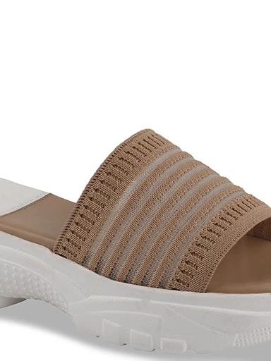 Stylestry Women's & Girl's Beige Striped Sandals