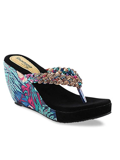 Stylestry Women's & Girl's Blue Textured Wedges Heels
