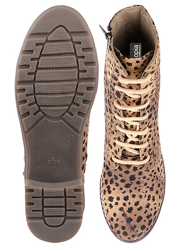 Stylestry Womens & Girls Leopard Print High Top Tan Heeled Boots