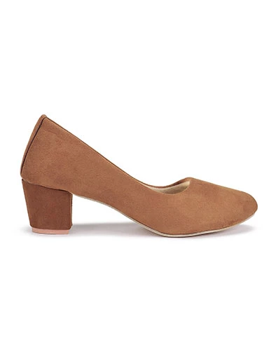 Stylestry Women's & Girl's Tan Suede Block Pumps