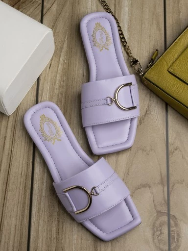 Stylestry Women Purple Open Toe Flats
