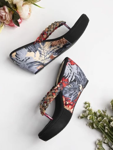 Stylestry Women's & Girl's Red Textured Wedges Heels
